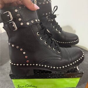 Sam Edelman Black Studded Combat Boots